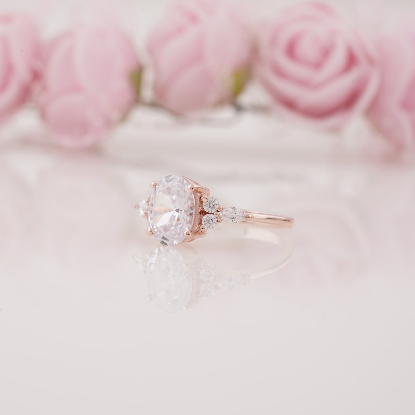 1.5 Carat Oval Lab Grown Moissanite Ring Vintage Engagement Ring