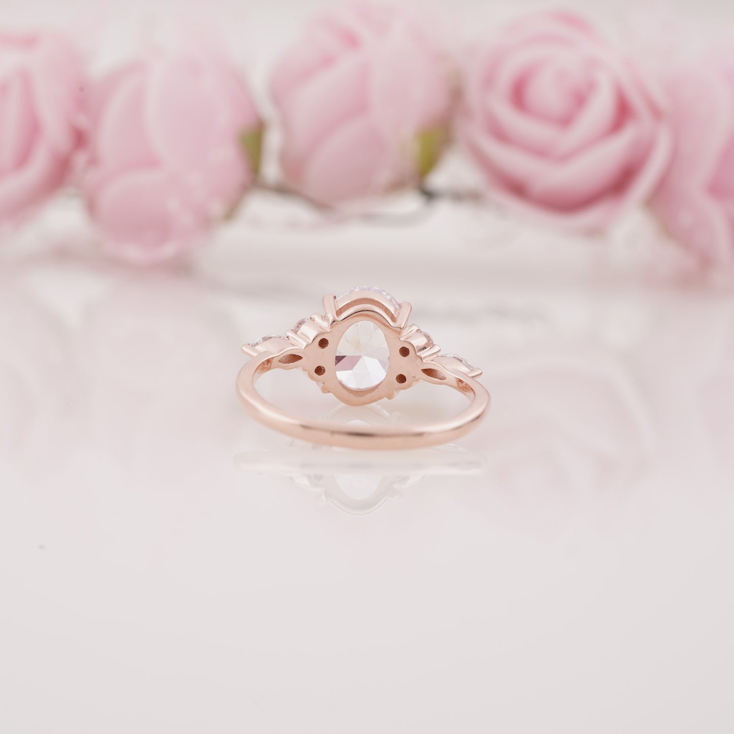 1.5 Carat Oval Lab Grown Moissanite Ring Vintage Engagement Ring
