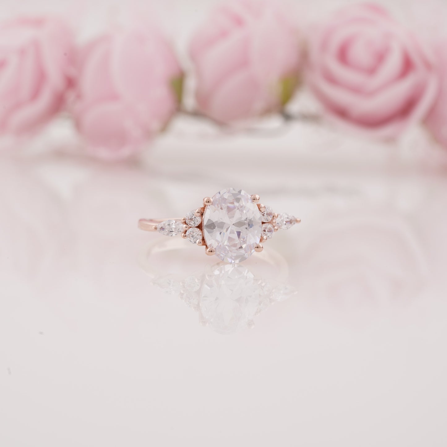 1.5 Carat Oval Lab Grown Moissanite Ring Vintage Engagement Ring