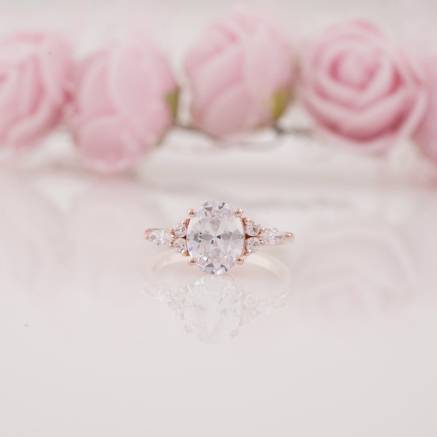 1.5 Carat Oval Lab Grown Moissanite Ring Vintage Engagement Ring