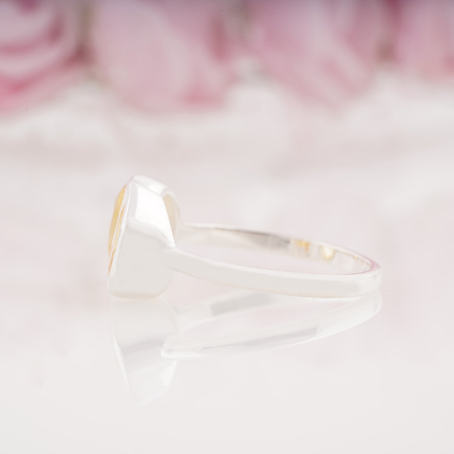 Oval & Pear Lab Grown Citrine Rings Twin Stone Promise Ring