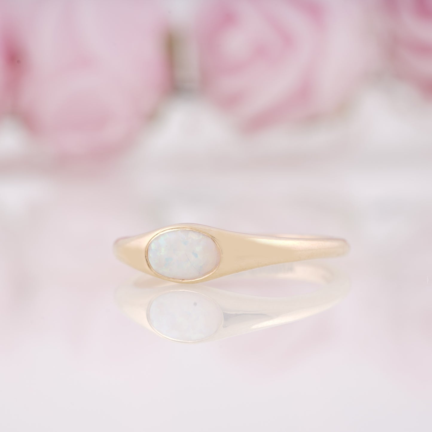 Oval-Shaped Opal Wedding Band - Elegant & Unique
