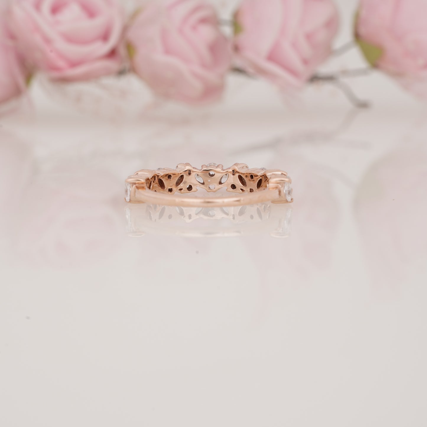 Elegant Lab Grown Marquise and Round Moissanite Half Eternity Wedding Band