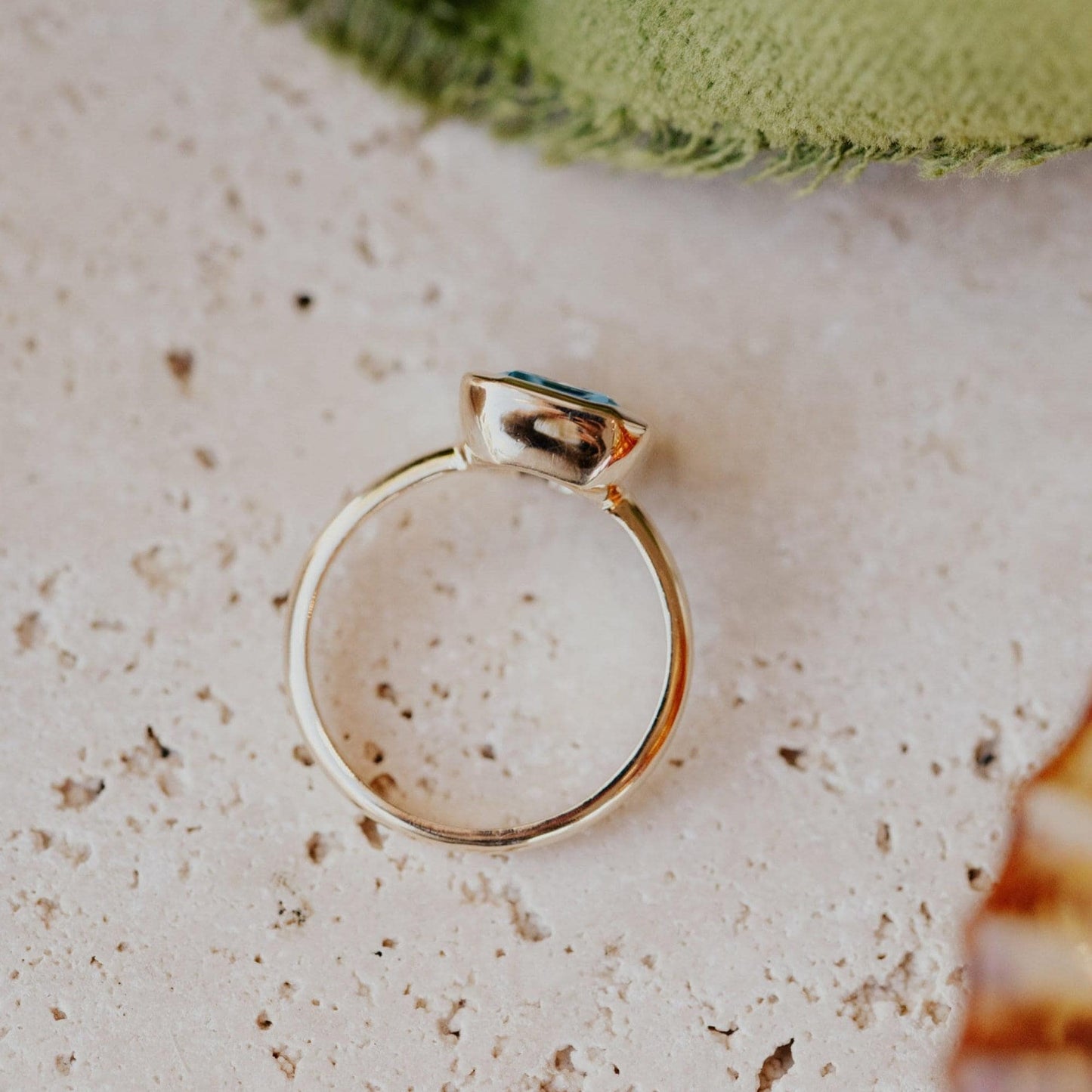 Lab-Grown Emerald-Cut Swiss Blue Topaz Solitaire Ring