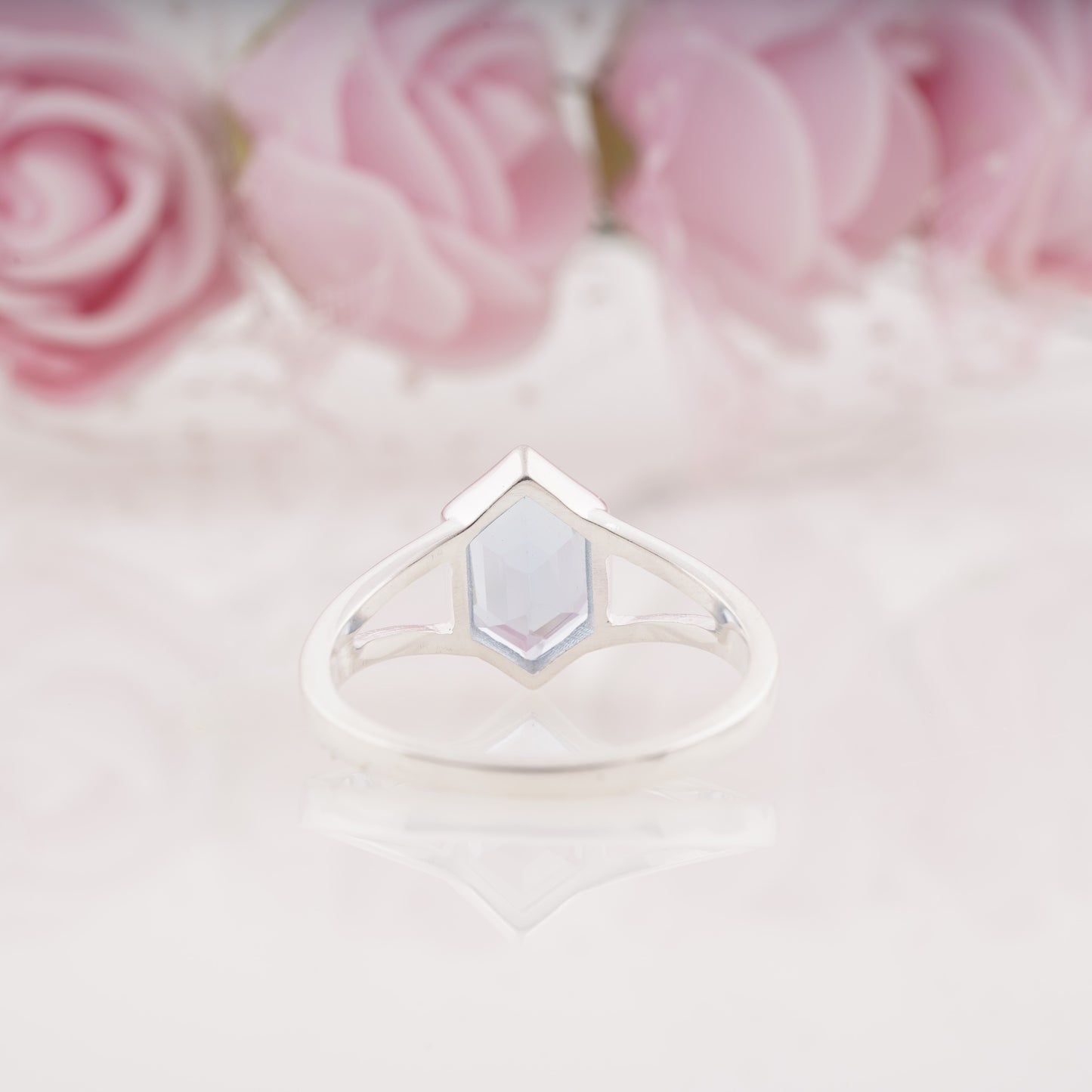 Unique Hexagon Cut Aquamarine Engagement Ring