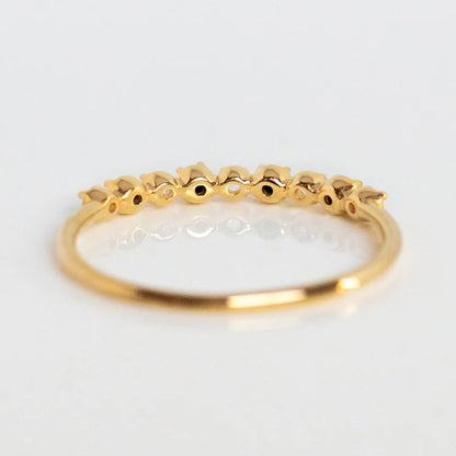 Minimalist Round Onyx and Moissanite Half Eternity Wedding Band