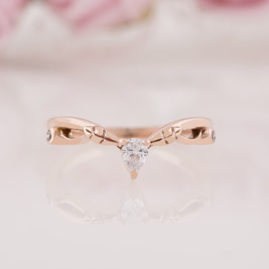 Pear Cut Moissanite Stackable Curved Wedding Band