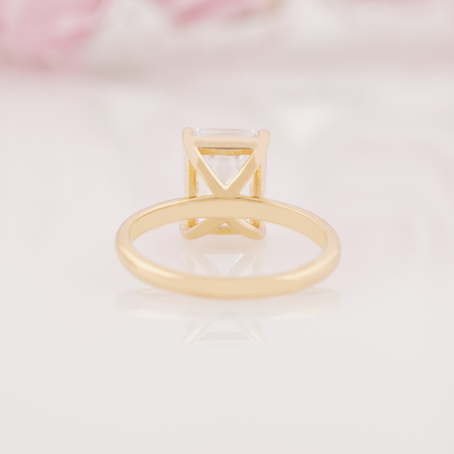 Emerald Cut Lab Grown Moissanite Engagement Ring