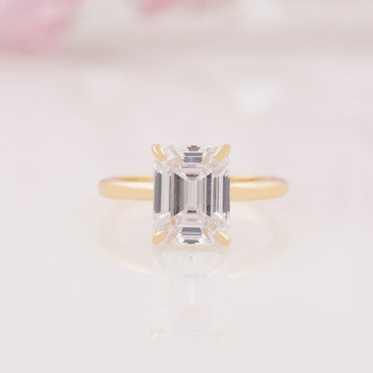 Emerald Cut Lab Grown Moissanite Engagement Ring