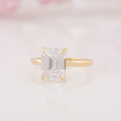Emerald Cut Lab Grown Moissanite Engagement Ring