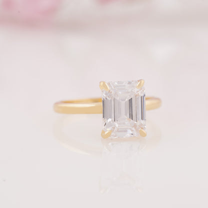 Emerald Cut Lab Grown Moissanite Engagement Ring