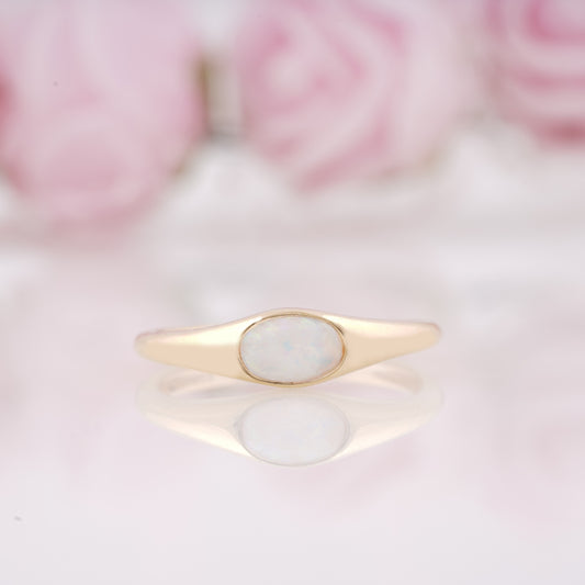 Oval-Shaped Opal Wedding Band - Elegant & Unique