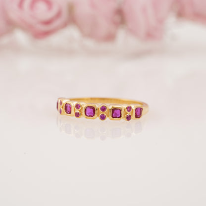 Elegant Lab-Grown Princess Cut Ruby Full Eternity Wedding Band
